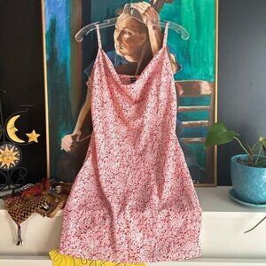 SHEIN Pink Floral Pattern Slip Dress L